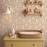 Boogjes behang voor meisjeskamer en babykamer Flora Arches Little Amour zand beige 