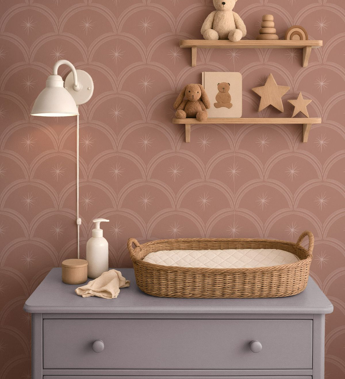 Little Amour Magic Arches boogjes behang voor babykamer kinderkamer meisjeskamer blush roze