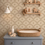 Little Amour Magic Arches boogjes behang voor babykamer neutrale kinderkamer meisjeskamer zand  beige