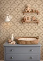 Little Amour Magic Arches boogjes behang voor babykamer neutrale kinderkamer meisjeskamer zand  beige