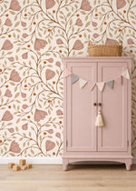 Bloemen behang voor meisjeskamer Secret Garden van Little Amour Roze groen