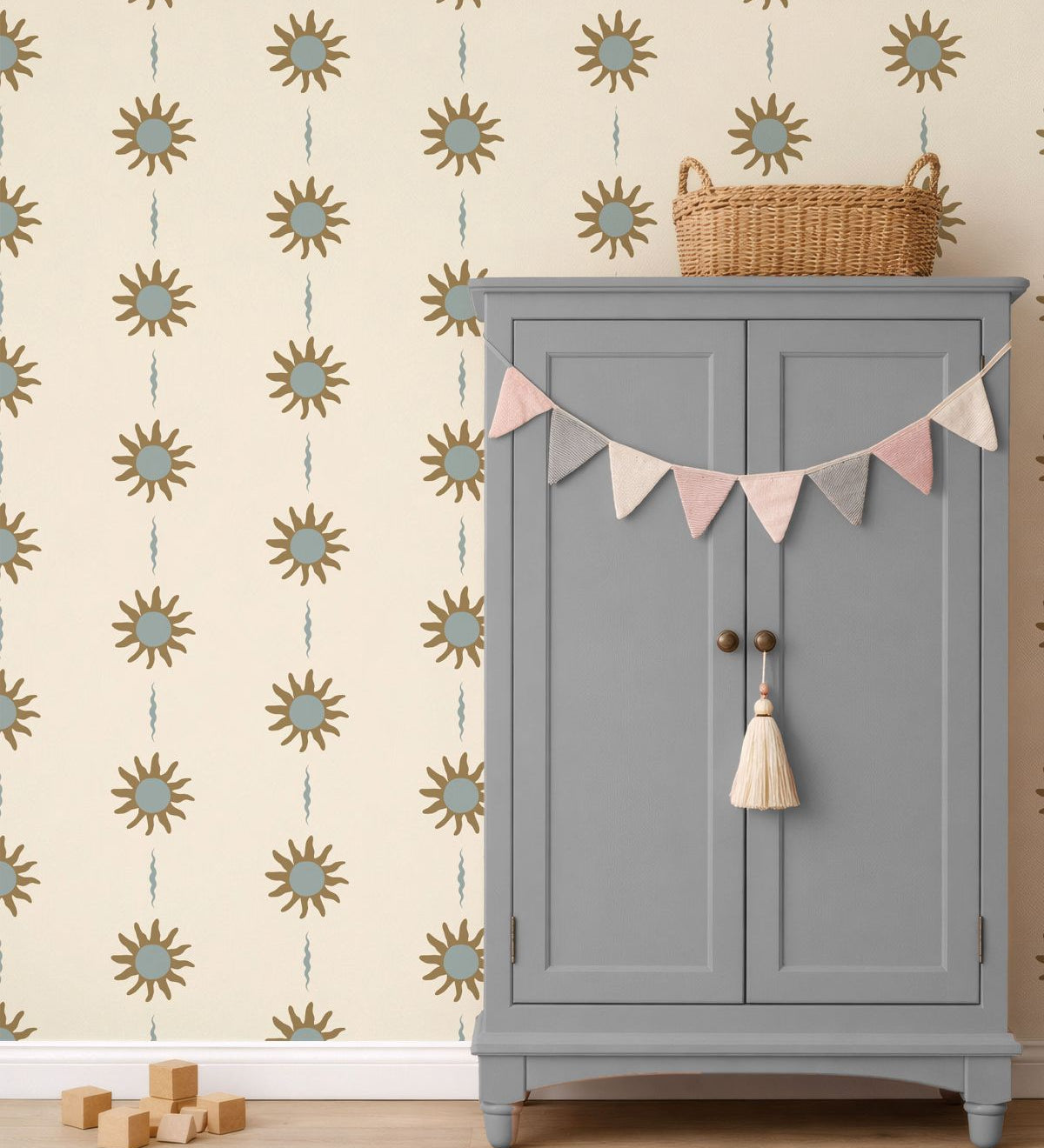Zonnen behang kinderkamer little amour sunny days blauw meisjeskamer babykamer tienerkamer