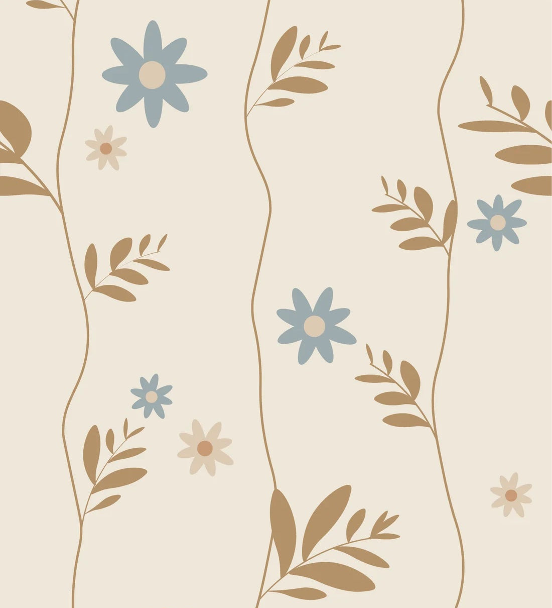 Bloemenbehang voor de kinderkamer Daisy Little Amour beige blauw