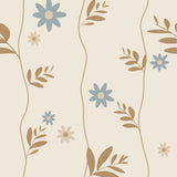 Bloemenbehang voor de kinderkamer Daisy Little Amour beige blauw