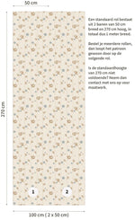 Bloemenbehang voor de kinderkamer Daisy Little Amour beige blauw