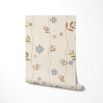 Bloemenbehang voor de kinderkamer Daisy Little Amour beige blauw