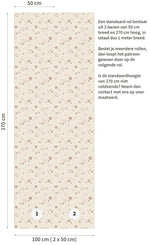 Bloemenbehang voor de kinderkamer Daisy Little Amour beige bruin