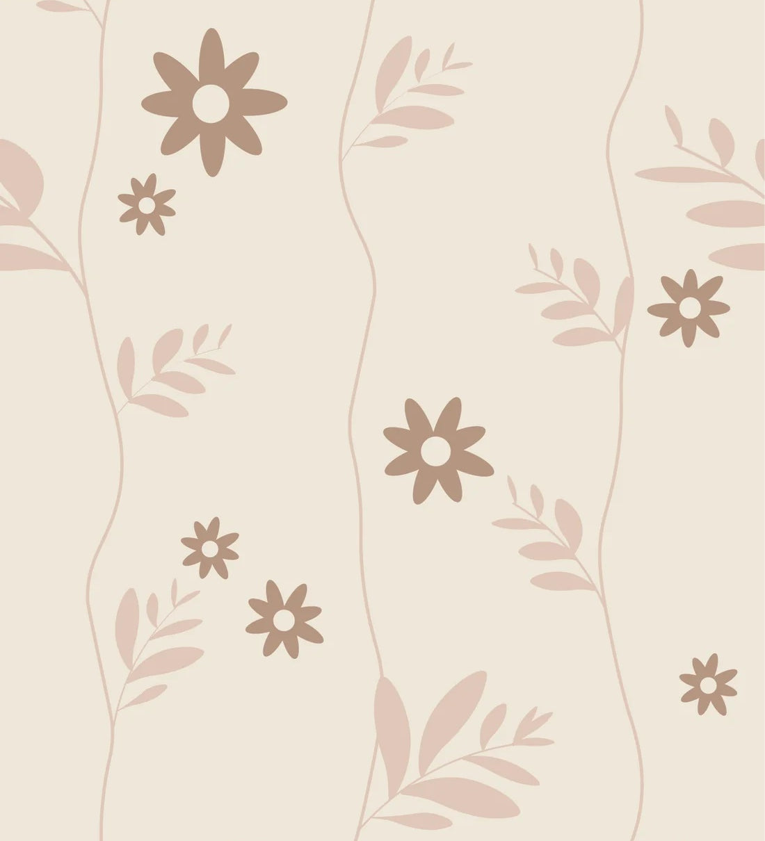 Bloemenbehang voor de kinderkamer Daisy Little Amour beige bruin