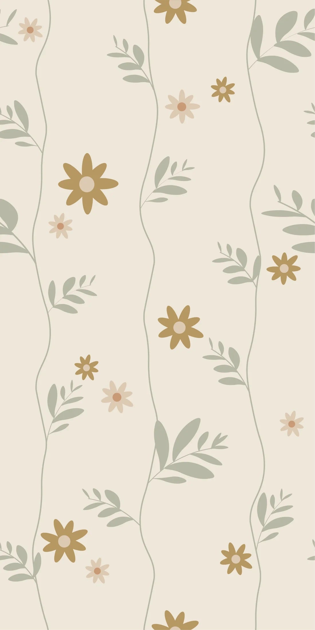 Bloemenbehang voor de kinderkamer Daisy Little Amour beige oker