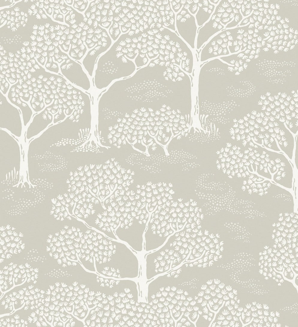 Littlephant behang voor de kinderkamer neutraal beige bomen natuur woodland notes clay beige