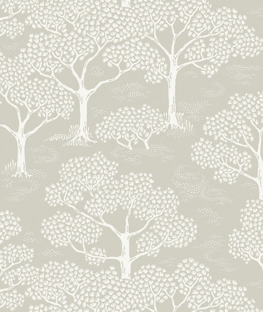 Littlephant behang voor de kinderkamer neutraal beige bomen natuur woodland notes clay beige