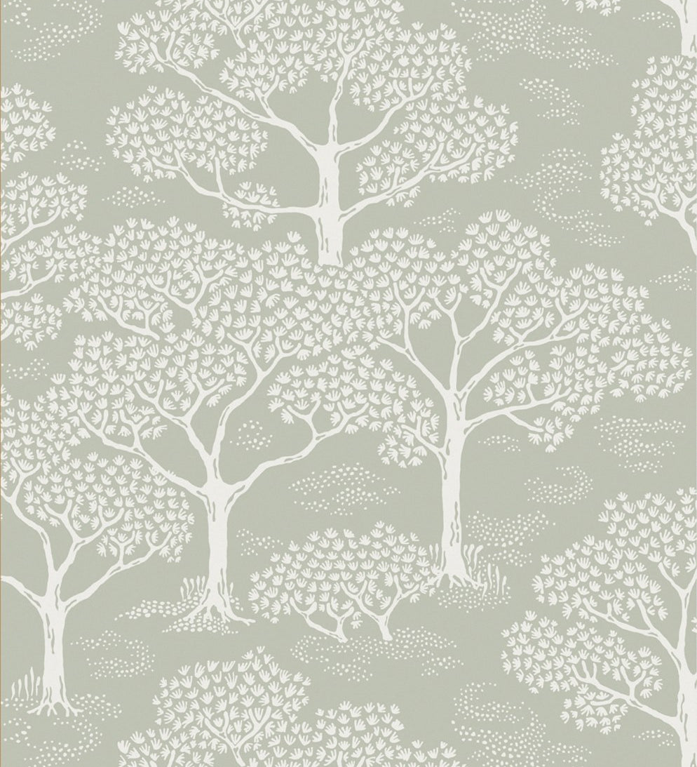 Littlephant behang wallpaper voor de kinderkamer kidsroom neutraal sage green groen