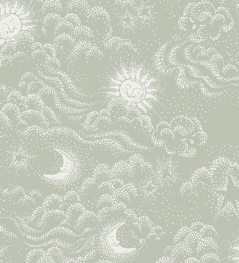Littlephant Happy Cloud kinderbehang babykamer kinderkamer neutraal groen sage