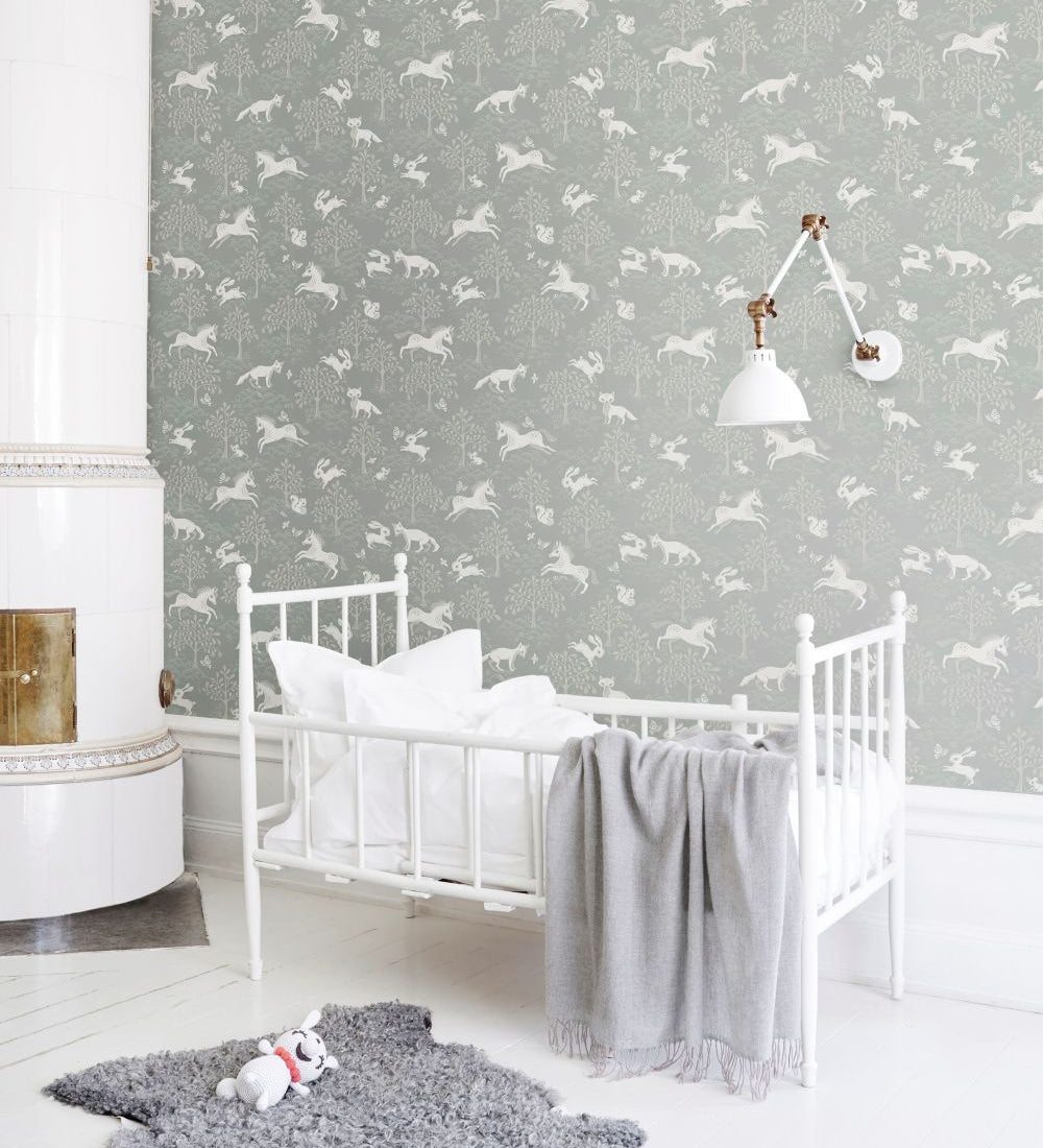 Littlephant behang voor de meisjeskamer en babykamer blauw fairytale fox