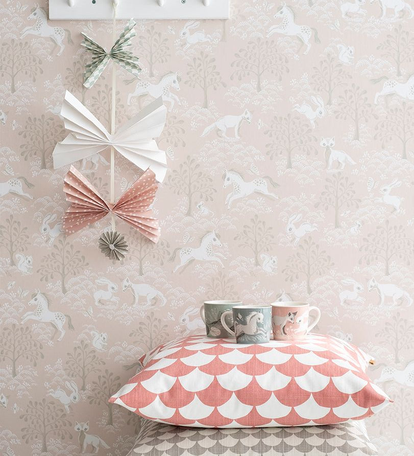 Littlephant behang voor de meisjeskamer en babykamer roze fairytale fox
