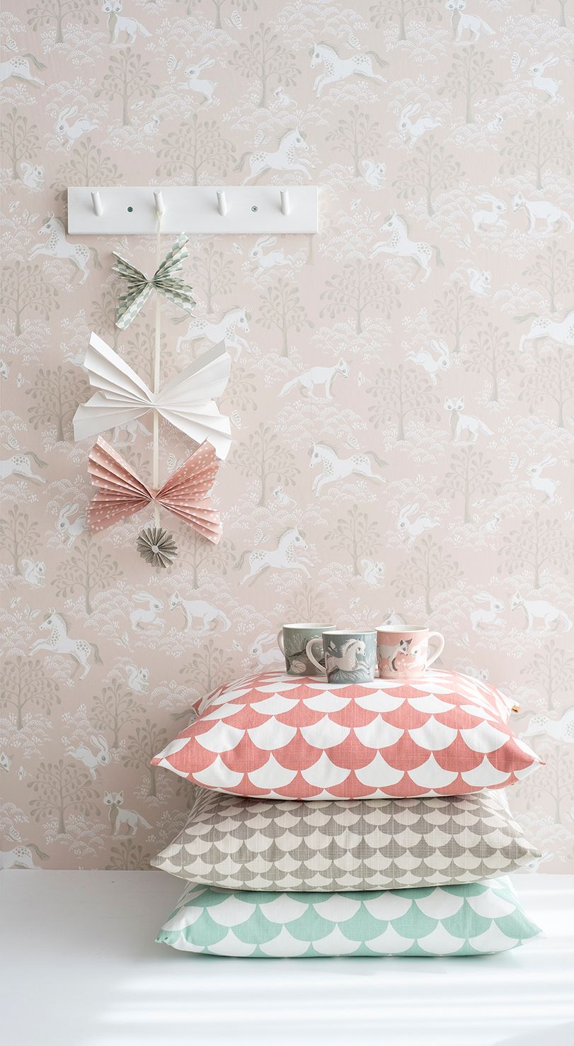 Littlephant behang voor de meisjeskamer en babykamer roze fairytale fox