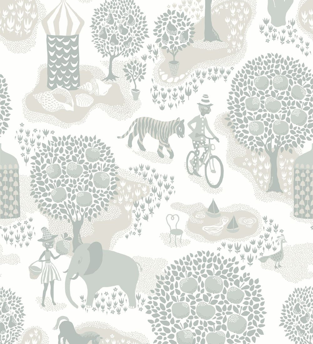 Jardin de la vie littlephant behang voor de kinderkamer kleur blauw