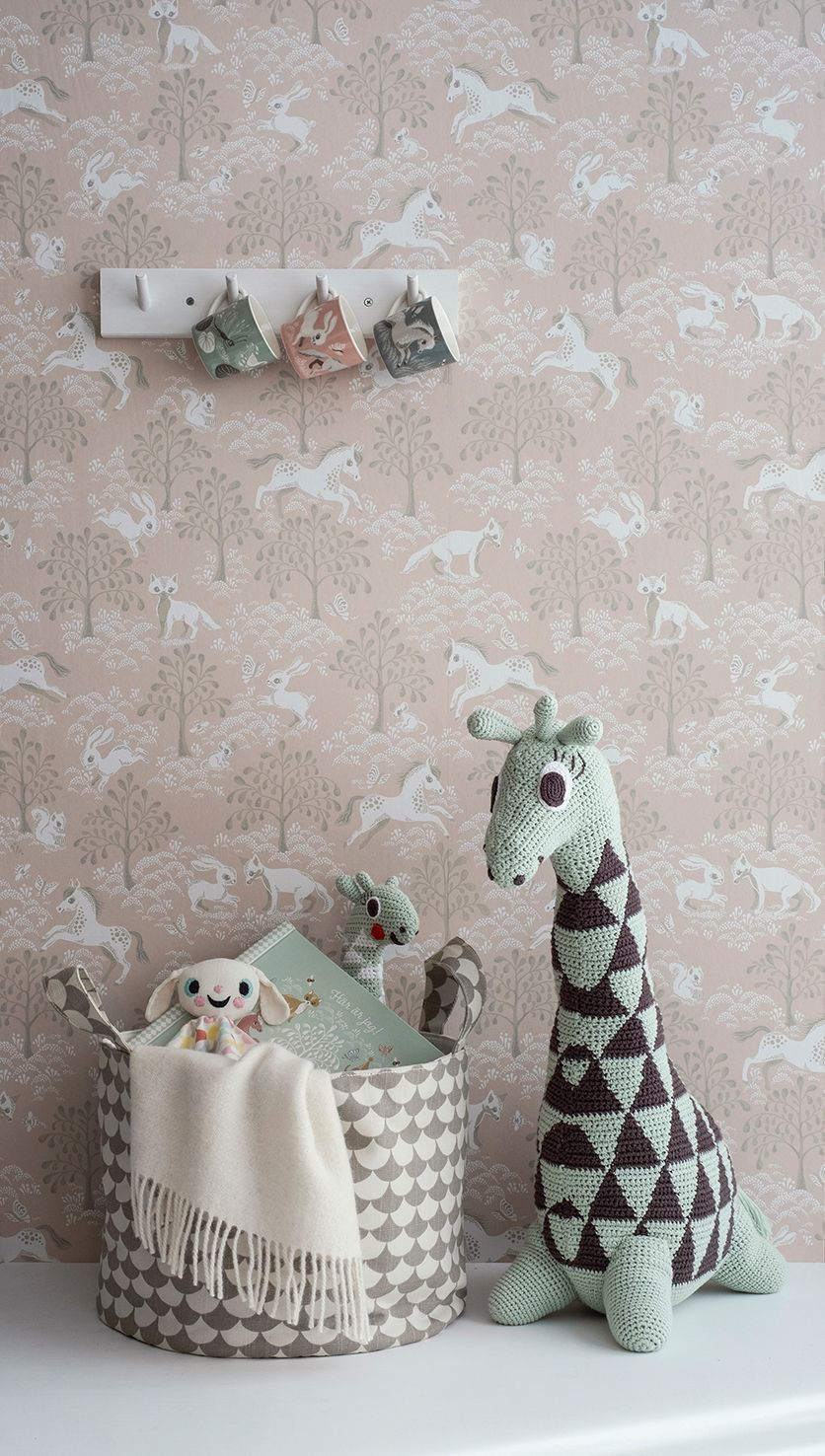 Littlephant behang voor de meisjeskamer en babykamer roze fairytale fox