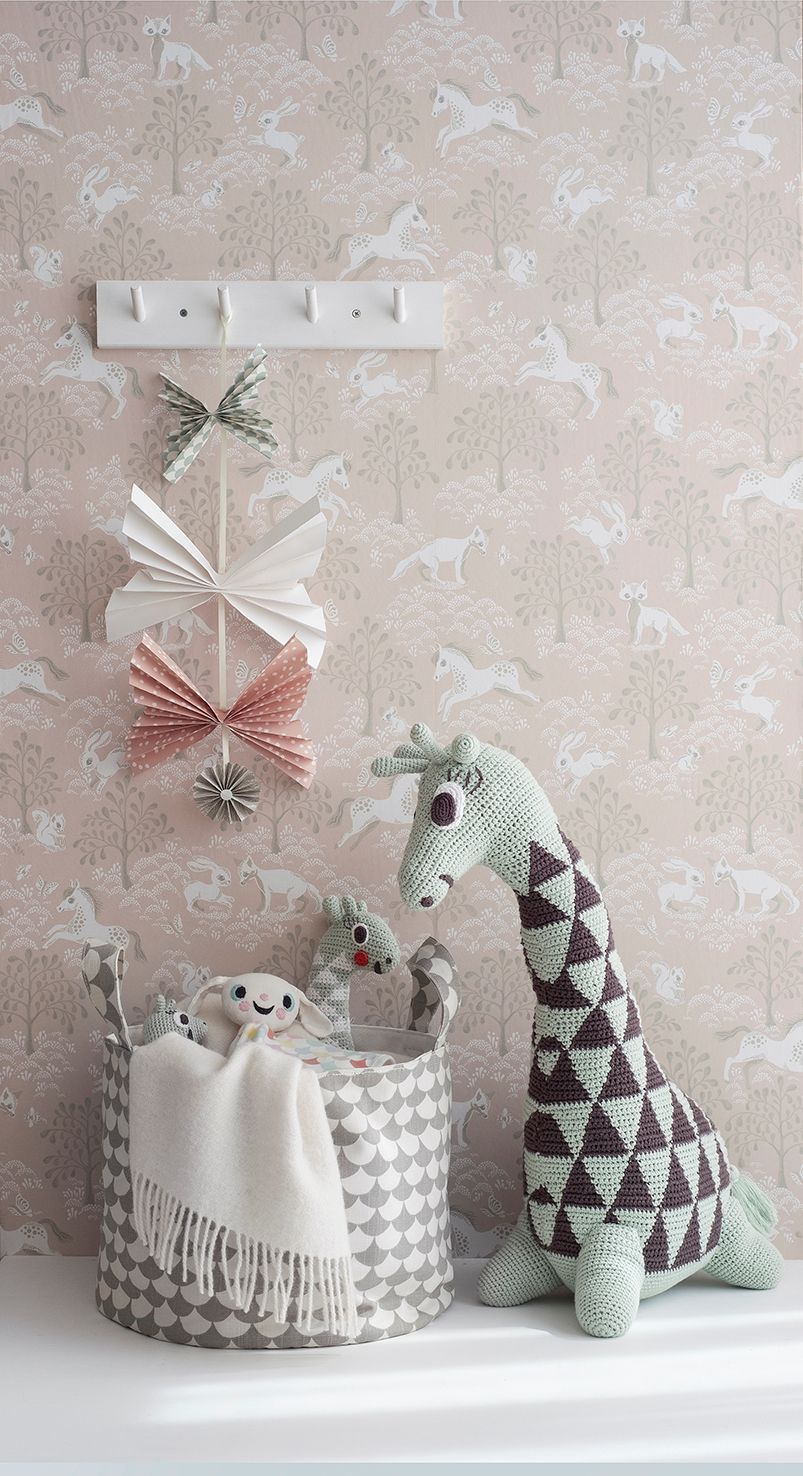 Littlephant behang voor de meisjeskamer en babykamer roze fairytale fox
