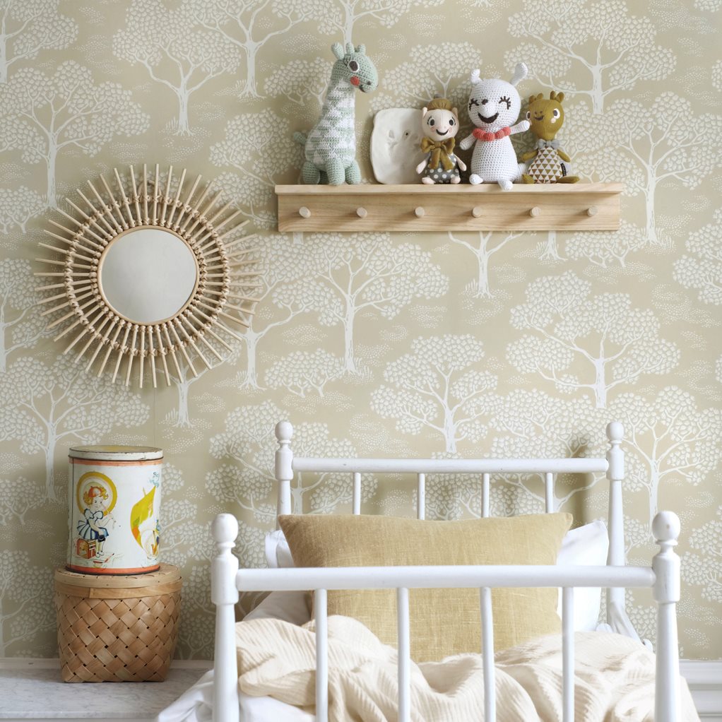 Littlephant behang wallpaper voor de kinderkamer kidsroom neutraal rye yellow oker