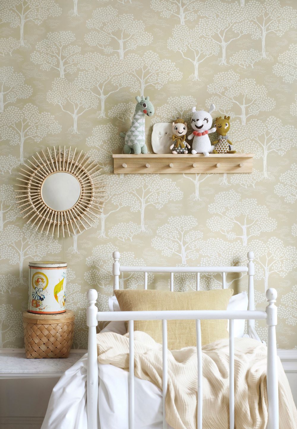 Littlephant behang wallpaper voor de kinderkamer kidsroom neutraal rye yellow oker