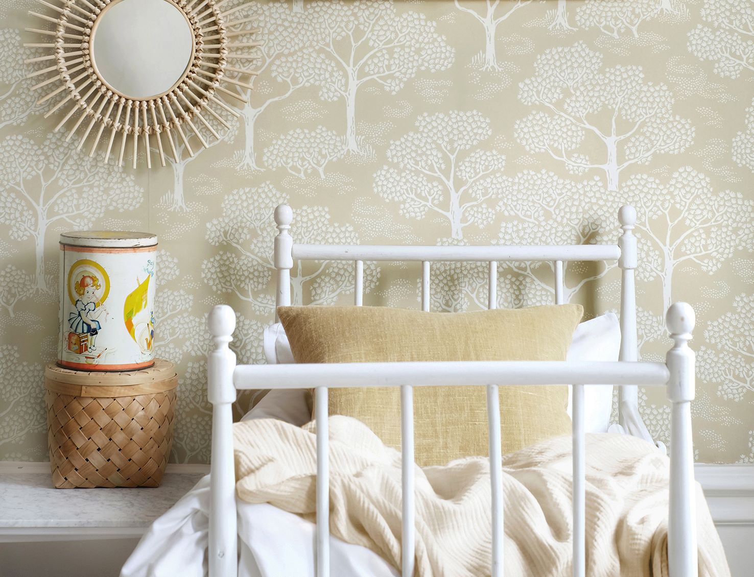 Littlephant behang wallpaper voor de kinderkamer kidsroom neutraal rye yellow oker