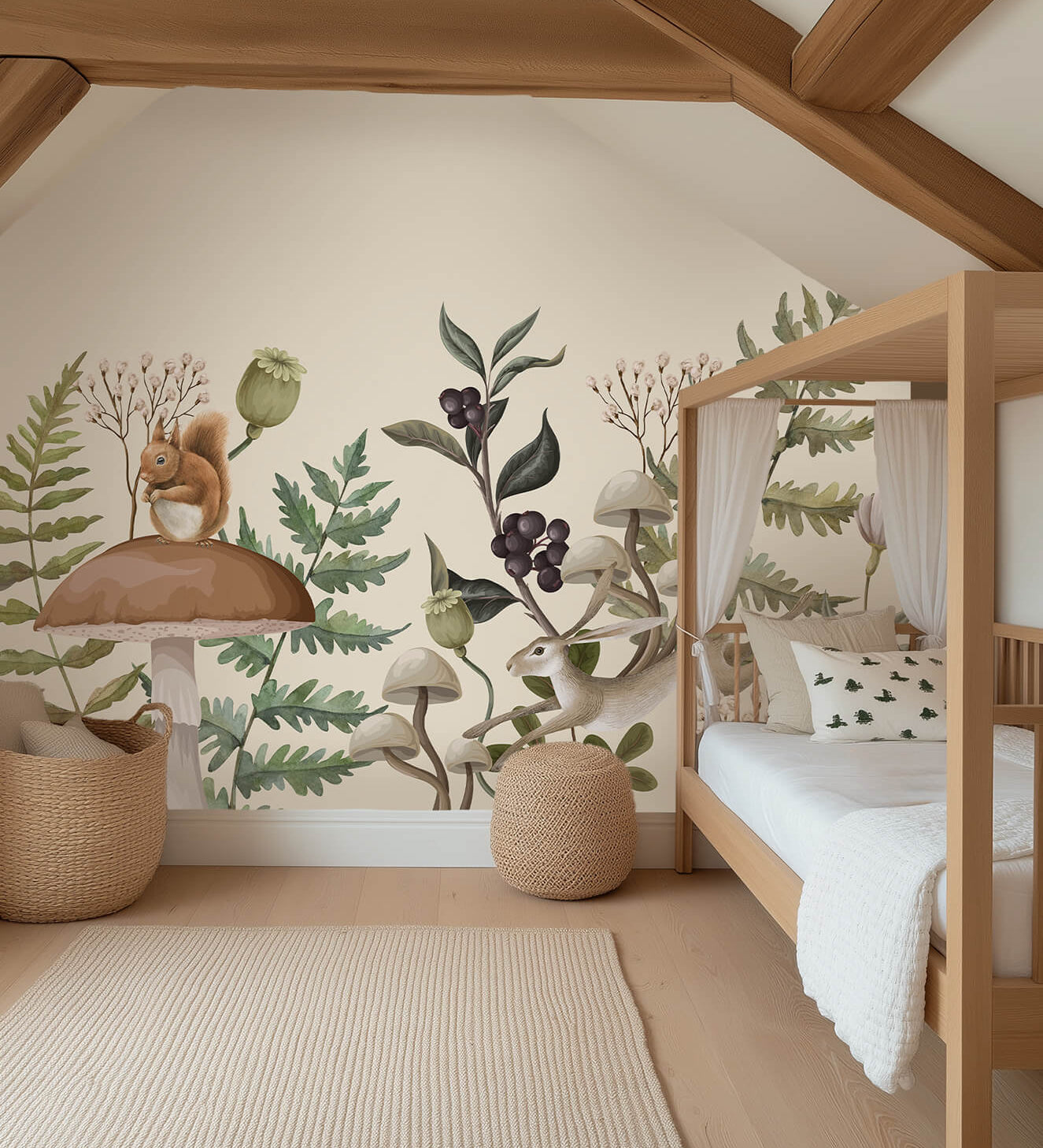 Bosdieren behang mural van creative lab amsterdam voor jongenskamer, meisjeskamer, speelkamer en babykamer.