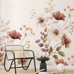 Dusty Flower van Creative Lab Amsterdam bloemen behang voor meisjeskamer en babykamer mural terra