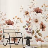 Dusty Flower van Creative Lab Amsterdam bloemen behang voor meisjeskamer en babykamer mural terra