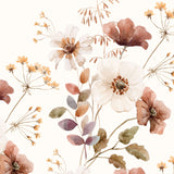 Dusty Flower van Creative Lab Amsterdam bloemen behang voor meisjeskamer en babykamer mural terra