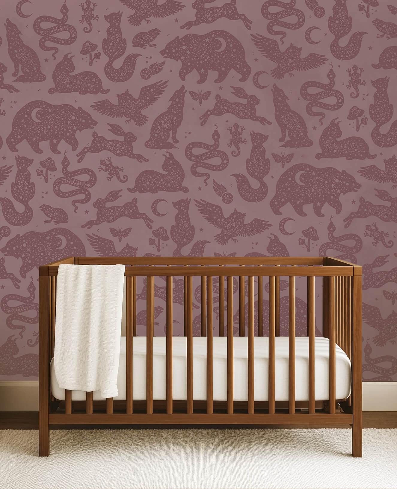 Dierenbehang voor de kinderkamer van creative lab amsterdam starlight paars