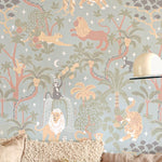 Majvillan jungle behang voor de kinderkamer jungle glow met glow in the dark effect. blauw 155-02