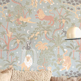 Majvillan jungle behang voor de kinderkamer jungle glow met glow in the dark effect. blauw 155-02