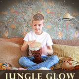Majvillan jungle behang voor de kinderkamer jungle glow met glow in the dark effect. blauw 155-02