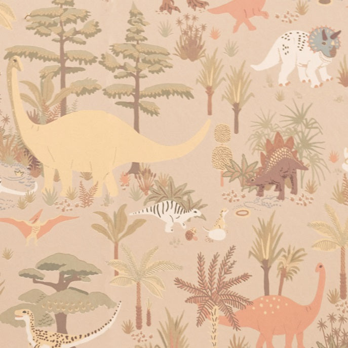 Majvillan dino behang voor de kinderkamer dinosaur vibes beige