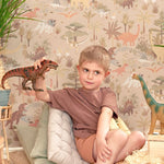 Majvillan dino behang voor de kinderkamer dinosaur vibes beige