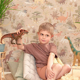 Majvillan dino behang voor de kinderkamer dinosaur vibes beige