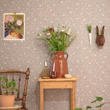 Majvillan bloemenbehang Flora dusty blue blauw