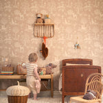 Majvillan behang kinderkamer summer fields soft brown bruin