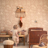Majvillan behang kinderkamer summer fields soft brown bruin