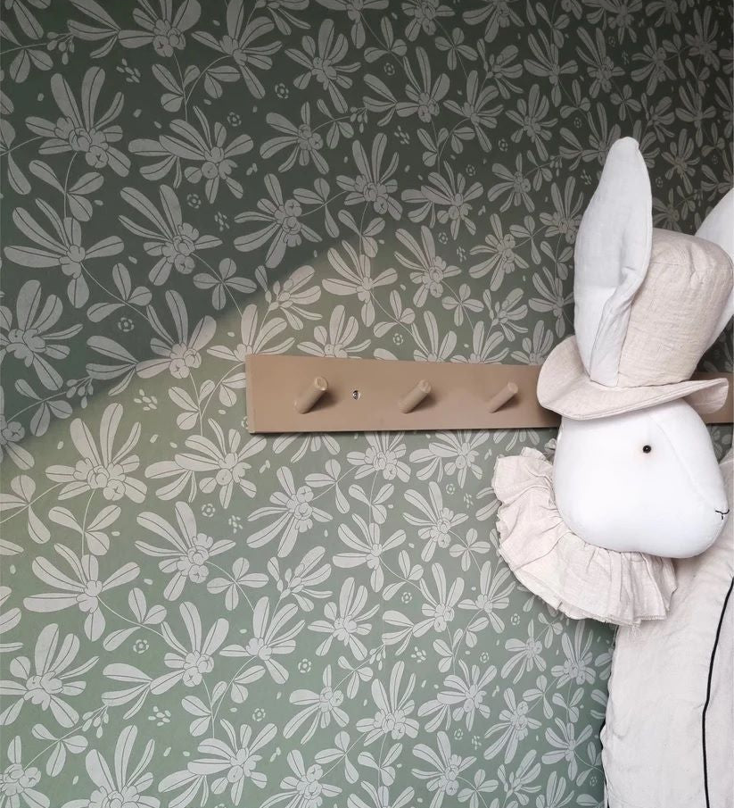 Matuu bloemenbehang voor de kinderkamer Barberries groen