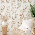 Matuu bloemenbehang kinderkamer Gouden Weide grote bloemen wit