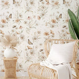 Matuu bloemenbehang kinderkamer Gouden Weide grote bloemen wit