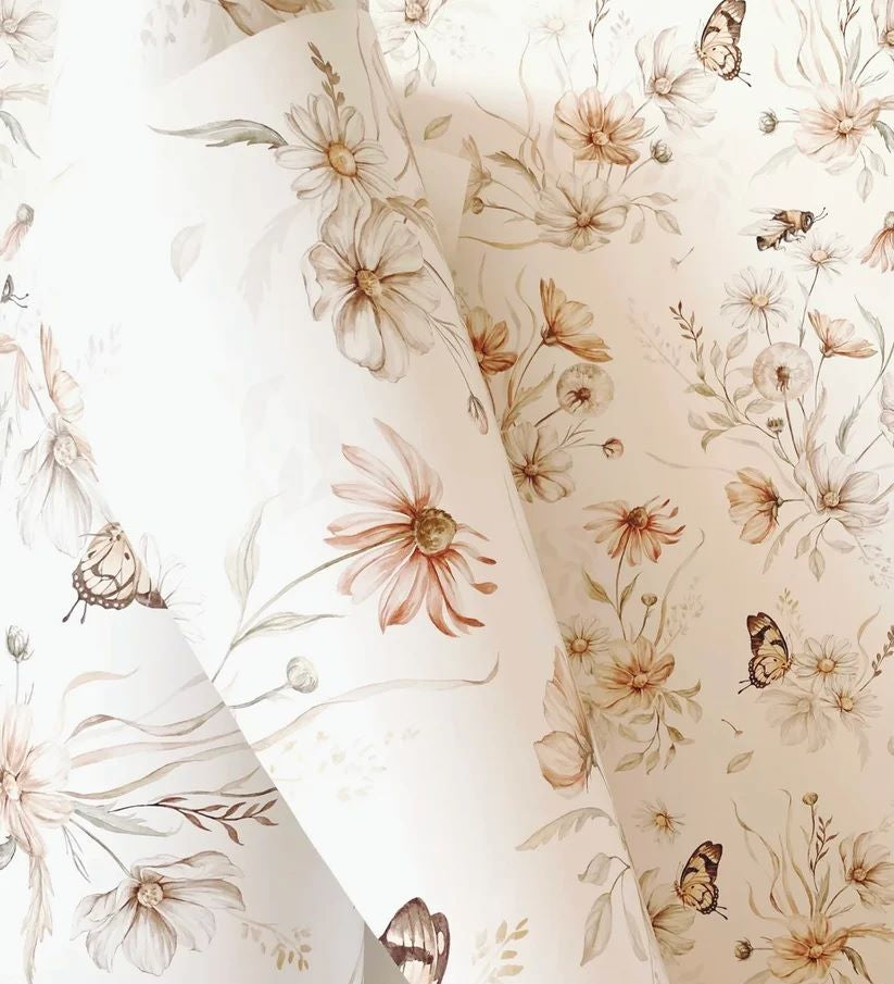 Matuu bloemenbehang voor de kinderkamer medium wit