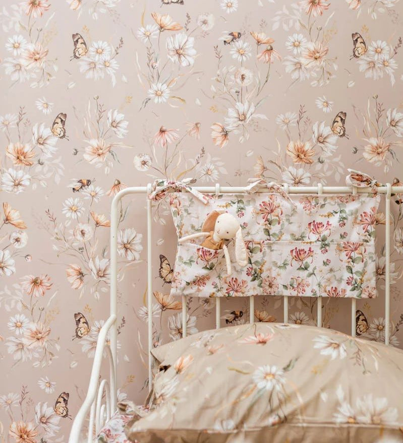 Matuu bloemenbehang voor de kinderkamer medium karamel beige