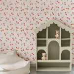 Matuu heartgarden kersen behang voor meisjeskamer en babykamer creme