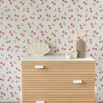 Matuu heartgarden kersen behang voor meisjeskamer en babykamer creme