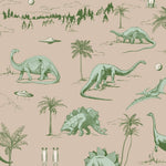 May and Fay Dino Planet dino behang voor de jongenskamer groen beige