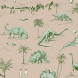 May and Fay Dino Planet dino behang voor de jongenskamer groen beige