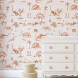 May and Fay Dino Planet dino behang voor de meisjeskamer roze beige